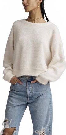 Splendid Fallon Fuzzy Crewneck Sweater In White