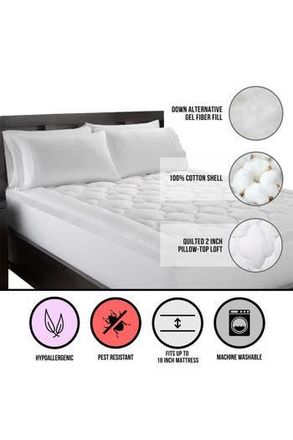 Ella Jayne Home 2 Loft Plush Gel Full Mattress Topper in White at Nordstrom Rack