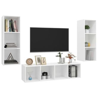 Berkfield Home Practical 3 Piece TV Cabinet Set White Engineered Wood