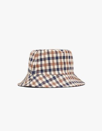 Aquascutum Mens Aquascutum Mens Reversible Cotton Bucket Hat - Club Check 28 - Size: L/XL