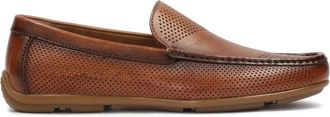 Kazar Luchtige leren mocassins met perforaties - Heren - Loafers - Bruin - 41 EU - Leer - Schoenen