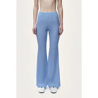 Nocturne High Waist Flare Trousers in Blue at Nordstrom, Size Medium