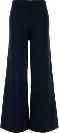 Max Mara Navy Blue Flared Flat Front Pant