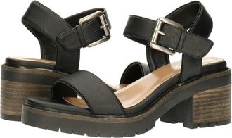 Bullboxer Mens BullBoxer Rhona Sandals Black Ankle Strap Platform Block Heel ZAP771