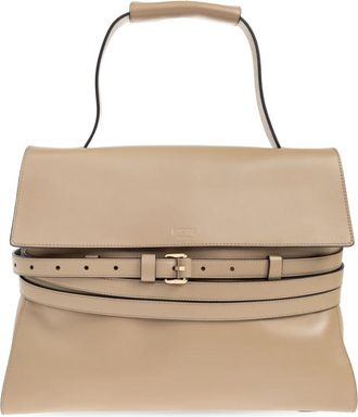 Moschino Belted Leather Handbag - Dames - Handtassen - Beige - ONE Size - Leer - Tassen