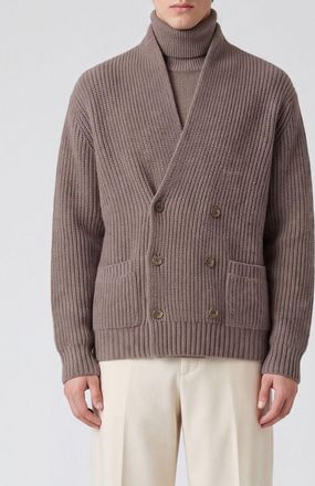 Lisa Yang Double-Breasted V-Neck Cardigan in Pure Cashmere with Patch Pockets