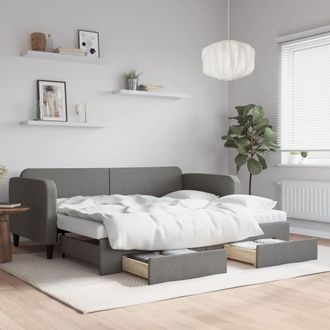 vidaXL Vidaxl - Sof&aacute; Cama Nido Con Cajones Tela Gris Oscuro 90x200 Cm
