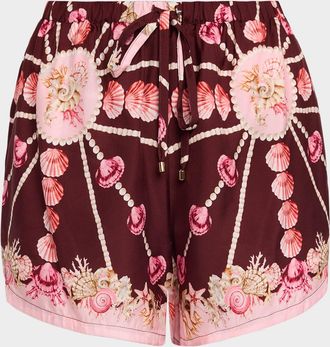 Cara Cara Girona Seashell Silk Drawstring Shorts