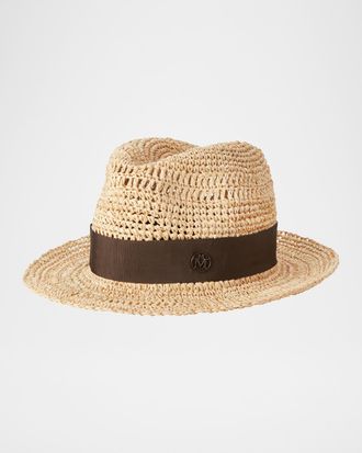 Maison Michel Elias Crochet Raffia Fedora Hat