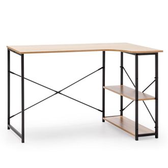 HOMN Mesa de escritorio 2 estantes negro, estilo industrial, 120 cm