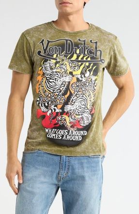 Von Dutch Graphic T-Shirt in Sphagnum Mineral Wash at Nordstrom, Size X-Large