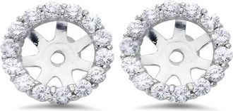 Pompeii3 3/4ct Diamond Halo Earring Studs Jackets 14K White Gold (6-6.7mm)
