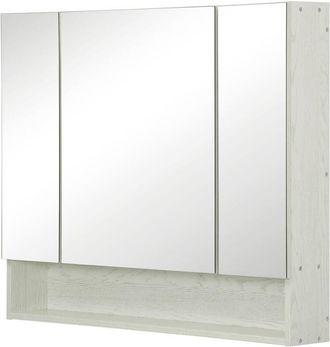 Kleankin Kleankin - Armadietto a Specchio Montato a Muro per Bagno in mdf e Vetro Bianco