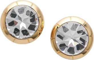 Alessandra Rich Accessoires, Dames, Geel, ONE Size, Ronde Metalen en Kristallen Oorbellen