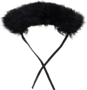 Marni Lammy Bontkraag - Dames - Sjaals - Zwart - ONE Size - Leer - Accessoires