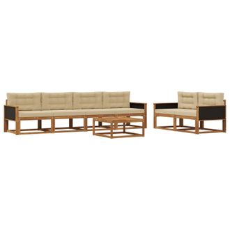 vidaXL Conjunto De Sof&aacute;s De Exterior 7 Pcs Natural Y Beige Vidaxl