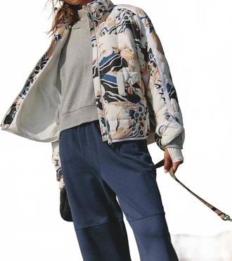 Free People Pippa Polar Bear Graphic Puffer Jacket In White, Blue
