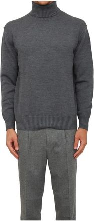 Paolo Pecora Maglia Lupetto - Heren - Coltruien - Grijs - M - Wol - Truien & Vesten