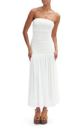 Bardot Solana Drop Waist Mesh Maxi Dress in Orchid White at Nordstrom Rack, Size 4