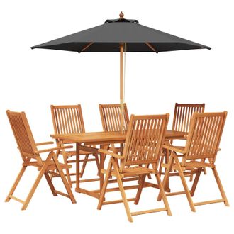 vidaXL Conjunto De Comedor Exterior Con Parasol 8 Uds. Vidaxl