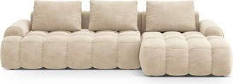 Cosmopolitan Design Sof&aacute; cama esquinero derecho con ba&uacute;l 3 plazas terciopelo beige claro