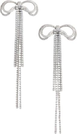 Self Portrait Crystal Bow Pearl Back Oorbellen - Dames - Oorbellen - Grijs - ONE Size - Accessoires