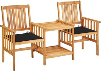 vidaXL Sillas Y Mesita De Jard&iacute;n Con Cojines Madera Maciza Acacia Vidaxl