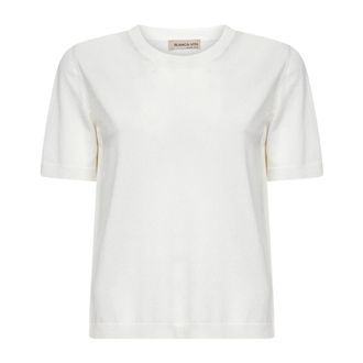 Blanca Vita Round-neck Knitwear, female, White, Size: 2XS Round-neck Knitwear