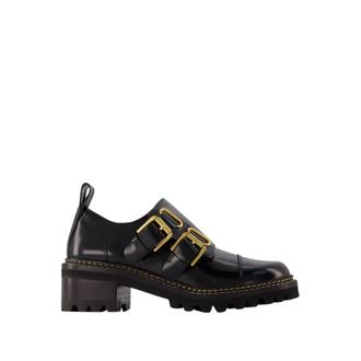 See By Chlo&eacute; Zwarte Geborsteld Leren Mallory Laarzen - Dames - Loafers - Zwart - 36 EU - Leer - Schoenen