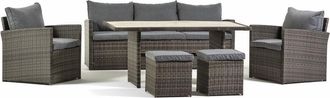 Siediti Fuori e Dentro Set de jard&iacute;n de 7 plazas en polirrattan con mesa de polywood