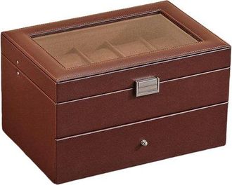 No Brand Caja Para Relojes De Poliuretano Con 20 Compartimentos - 28,8 X 19,5 X 16,5 Cm - Caja Transparente Para Exhibir Relojes