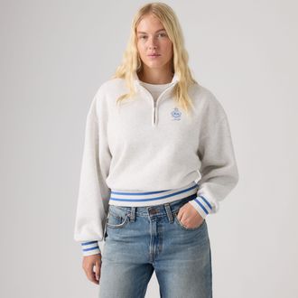 Levi's Graphic Everyday Quarter Zip Sweatshirt - Womens - XS - Grey