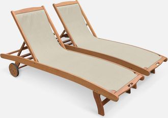 Sweeek Set 2 Lettini Prendisole In Legno Multiposizione Con Ruote