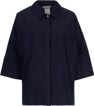 Max Mara Stmrugiada Shirt - Dames - Spijkeroverhemden - Blauw - 2XS - Katoen - Overhemden