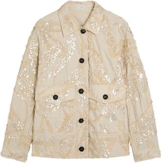 Brunello Cucinelli Sequin-embellished Cotton-blend Jacket - Beige - 42 (UK10 / S)