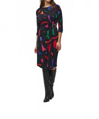 Joseph Ribkoff Womens Abstract Print Midi Sheath Dress In Black/multi