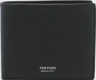 Tom Ford Portafoglio a libro in pelle di vitello a grana con logo laminato