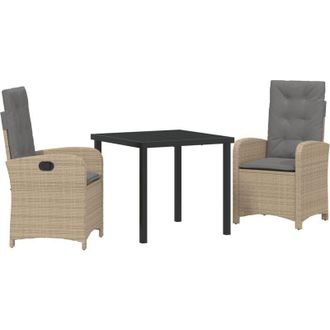 vidaXL Conjunto De Comedor De Jard&iacute;n 3 Pcs Beige Rat&aacute;n Sint&eacute;tico Vidaxl