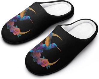 Generic Hummingbird in Moon Funny Mens Cotton Slippers Soft Non-Slip Rubber Sole House Slipper Indoor Outdoor