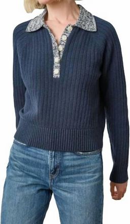 Lilla P Womens Marled Henley Top In Navy