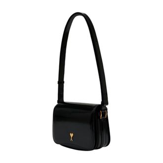 Ami Womens Shoulder Bag Black Calfskin