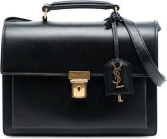 Saint Laurent Pre-owned Handbags, female, Black, Size: ONE SIZE Pre-owned Vintage Leather Shoulder Bag