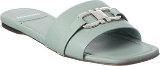 Ferragamo Gancini Leather Flat Sandal