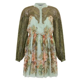 Alberta Ferretti Alberta Ferretti, Short Dresses, female, Multicolor, Size: S Short Boho-chic Dress with Floral Embroidery