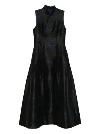 Shiatzy Chen jacquard midi dress - women - Polyester/Mulberry Silk/Mulberry Silk - 44 - Black