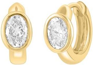 Effy 14K Gold Plated Sterling Silver Oval Lab Grown Diamond Huggie Hoop Earrings at Nordstrom Rack