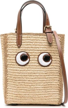 Anya Hindmarch Eyes-embroidered Raffia Tote Bag