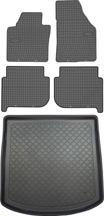 OEM Volkswagen Touran I Van De 2003-2010 Set - Alfombrillas De Goma Para Coche + Alfombrilla Para Maletero