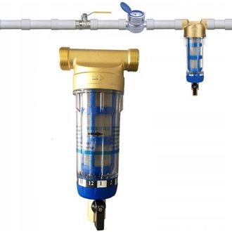 OEM Filtro De Sedimentos Reutilizable - Prefiltro De Agua De 50 Micras - Para Tuber&iacute;a De Pozo - Carcasa Transparente - V&aacute;lvula De Descarga - Rosca Hembra 