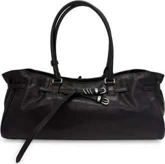Margesherwood Soft Grandma Leather Shoulder Bag in Black Pull-Up at Nordstrom